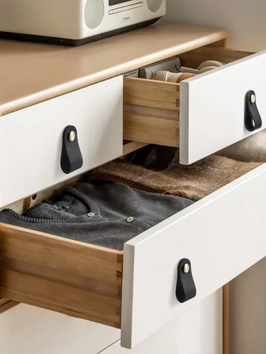 Miniatura 5 de Tiradores de cuero negro para cajones, paquete de 6 manijas de cuero, pomos de gabinete para cajones de gabinete de cocina, tocador de baño, manijas