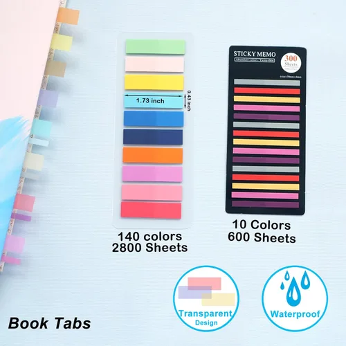 Miniatura 2 de WSCHU 3400 pestañas adhesivas para libros, marcadores de libro translúcidos Morandi, pestañas de notas adhesivas, pestañas de anotación de libros