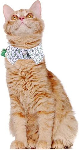Miniatura 4 de Juego de 2 collares de gato con corbata de moño y campana para gatito ajustable de seguridad