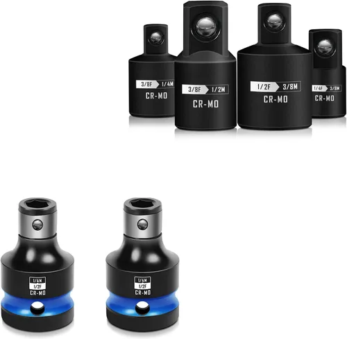 Miniatura 8 de BLACKROBOT 2 PCS Portabrocas de Impacto Adaptador de Transmisión Cuadrada de 1/2 Pulgada a Casquillo Hexagonal de 1/4 Pulgada para Llave de Impacto