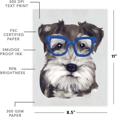 Miniatura 69 de Andaz Press Póster impreso para pared de perro, 8.5 x 11 pulgadas, Bulldog inglés con gafas negras, 1 paquete, regalo de cumpleaños de Navidad, sin