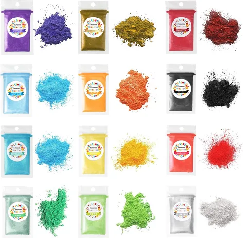 Erosom - 24 colores mica en polvo para pigmentos de jabón, tinte, colorante, juego de colorantes para hacer jabón, 0.2 onzas, seguro para la piel,