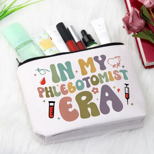 Miniatura 5 de GJTIM Phlebotomy Técnico Enfermera Regalo Hematólogo Médico Tecnólogo Cremallera Bolsa En Mi Flebotomist Era Maquillaje Bolsa, Flebotomist Era