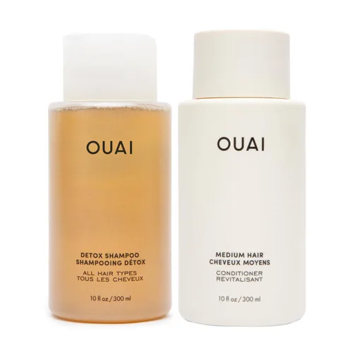 OUAI Paquete de champú Detox y acondicionador de cabello mediano – Champú clarificador para acumulación, suciedad, aceite, producto y agua dura y