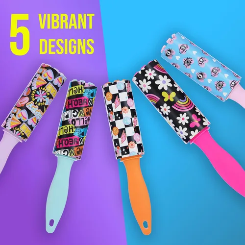 Miniatura 4 de Expressions Paquete de valor de 5 piezas de mini rodillos quitapelusas – Mini rodillo quitapelusas compacto y colorido para viajes, artículos Arte