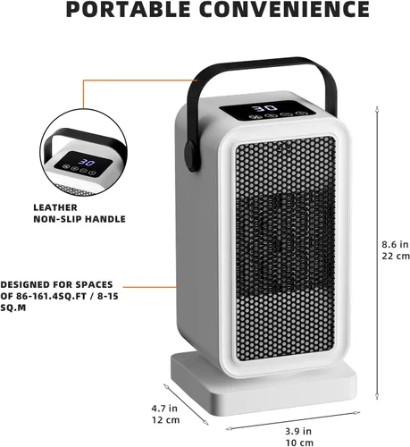Miniatura 6 de Calentador de espacio pequeño para uso en interiores, calentador de escritorio portátil con calor instantáneo de 2 segundos, calefacción de Blanco