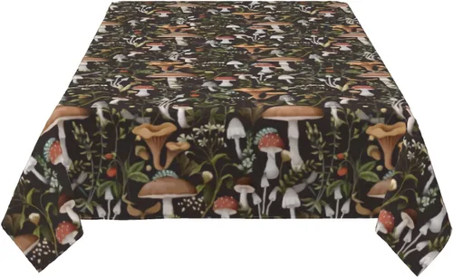 Miniatura 2 de Cafl Mantel rectangular de hongos otoñales, diseño de bayas e insectos, impermeable, sin arrugas, para comedor (60 x 90 pulgadas)