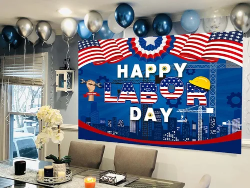 Miniatura 5 de Pancarta de fondo con texto en inglés «Remember and Honor Laborer Worker» para el Día del Trabajo, bandera americana, temática patriótica