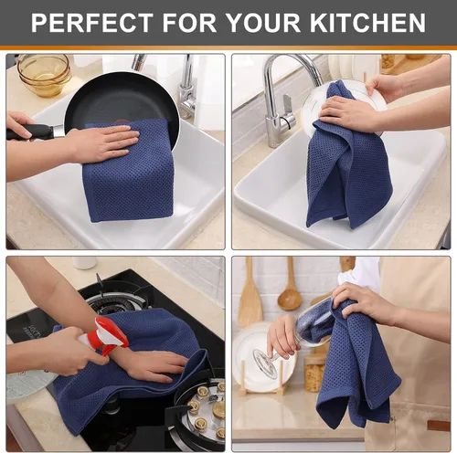 Miniatura 53 de Kitinjoy - Paños de cocina de 100 % algodón, tela de tejido gofrado, paño de limpieza ultrasuave, absorbente y de secado rápido. Beige
