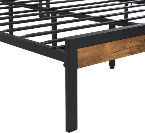 Miniatura 6 de Marco de cama de plataforma de metal resistente de 14 pulgadas con cabecero y estribo de madera, plataforma de metal, gran almacenamiento debajo