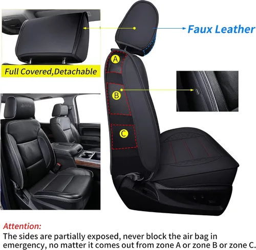 Miniatura 2 de LUCKYMAN CLUB D04-S2 Fundas para Asientos Silverado, Compatibles con 2014-2018 Chevy Silverado GMC Sierra 1500 y 2015-2019 2500HD 3500HD Crew Cab