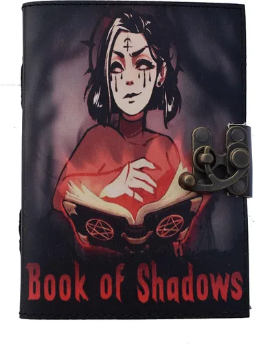 Miniatura 3 de Libro de sombras impreso hechizos mágicos negros de cuero, cuaderno grande en blanco sin forro páginas con hechizo de bruja organizado, encantos