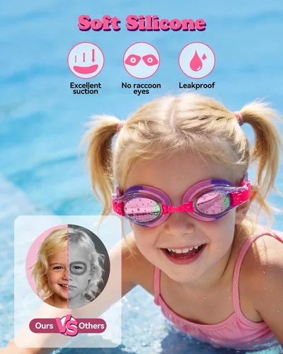Miniatura 5 de Aegend - Paquete de 2 gafas para niños, gafas de natación para niños de 4 a 16 años, niños y niñas jóvenes, gafas de piscina antivaho, impermeables