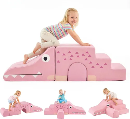 Miniatura 11 de Costzon Juguetes de escalada para niños pequeños, 4 piezas de escalador de espuma de un solo túnel para escalar, gatear y deslizarse, bloques