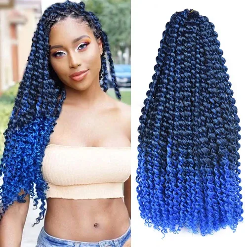 Miniatura 24 de Cabello de estilo Passion Twists de 14 pulgadas, cabello ondulado de ganchillo para mujeres negras, cabello rizado bohemio para trenzas de mariposa
