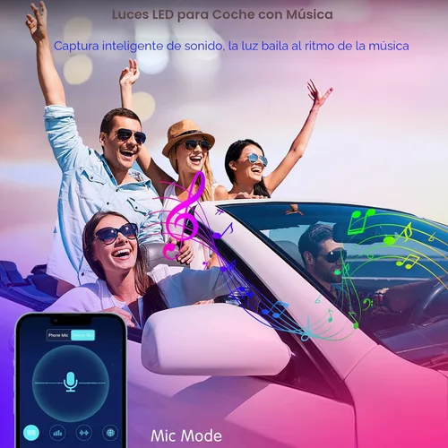Miniatura 4 de Luces interiores de coche Keepsmile Accesorios para automóvil Control de aplicación con sincronización de música remota Cambio de color RGB