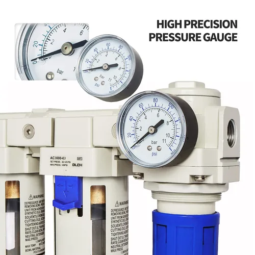 Miniatura 5 de BLCH Filtro de compresor de aire NPT de 3/8" - Secador de aire comprimido doble Regulador de compresor de aire AC3000-03 Tazón de polímero