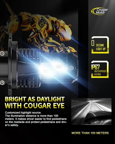 Miniatura 5 de Cougar Motor Bombillas antiniebla H4, sin polaridad con ventilador de refrigeración ATV/UTV H4, lámparas antiniebla auxiliares, Plug-N-Play, paquete