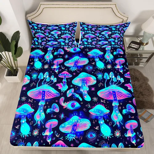 Miniatura 24 de Sábana bajera de galaxia tamaño individual, juego de ropa de cama con purpurina degradado para niños, niñas, niños y mujeres, decoración