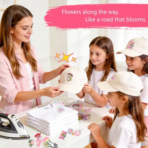 Miniatura 6 de NICEVINYL Lindos parches para planchar femeninos: 36 parches bordados de conquetas rosas para ropa, chaquetas, sombreros, mochilas, bolsas de mano