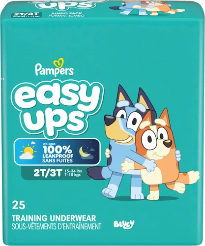 Miniatura 13 de Easy Ups - Pantalones de entrenamiento para niñas y niños, talla 4 (2T3T), 25 unidades, ropa interior de entrenamiento absorbente Bluey, hasta un