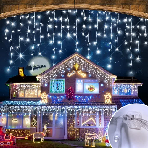 Miniatura 9 de Luces de Halloween para exteriores de 52 pies, 480 luces LED de Halloween moradas y naranjas, 12 modos de iluminación con temporizador de memoria