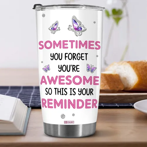 Miniatura 4 de BECHUSKY Regalos para mujeres, vaso con texto en inglés «Sometimes You Forget That You're Awome», regalos de cumpleaños para mujeres, regalos