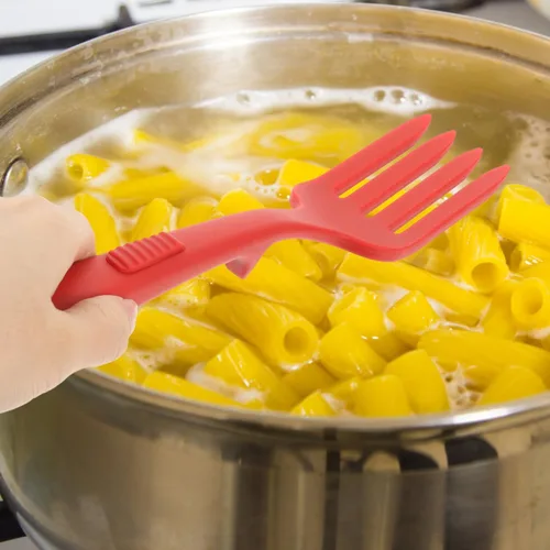 Miniatura 9 de Healeved Tenedor de cocina de silicona ergonómico reutilizable para pasta, tenedor lavable de cocina grande para ensaladas y fideos y diseño