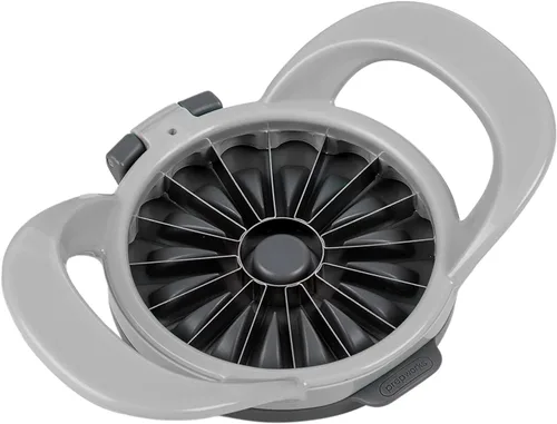 PrepWorks by Progressive - Cortador y descorazonador fino de manzana de 16 rebanadas apto para lavavajillas con cubierta de seguridad adjunta (gris)