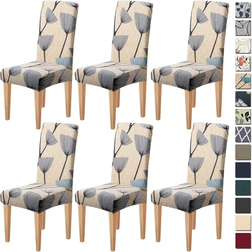 Miniatura 28 de Dioxide Fundas de Silla de Alto Estirar para Sillas de Comedor, Juego de Fundas de Silla de Comedor Lavables de 4, Fundas de Asiento de Silla
