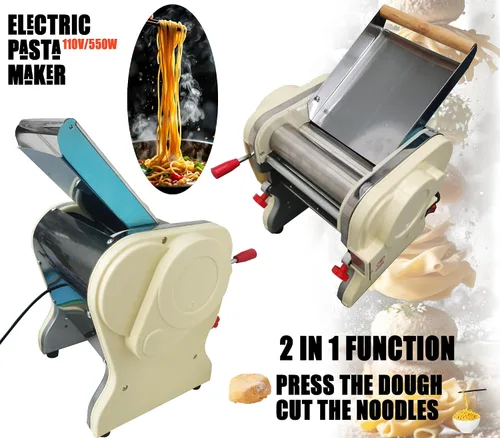 Miniatura 6 de Máquina eléctrica para hacer pasta, Máquina automática de fideos, Máquina de prensado de rodillo de masa de acero inoxidable, Hoja de fideos redonda