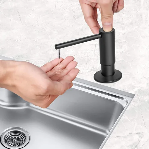 Miniatura 3 de SAMODRA Dispensador de jabón para fregadero, cabezal de bomba de metal, loción líquida para encimera, cocina, baño, dispensador de jabón con botella