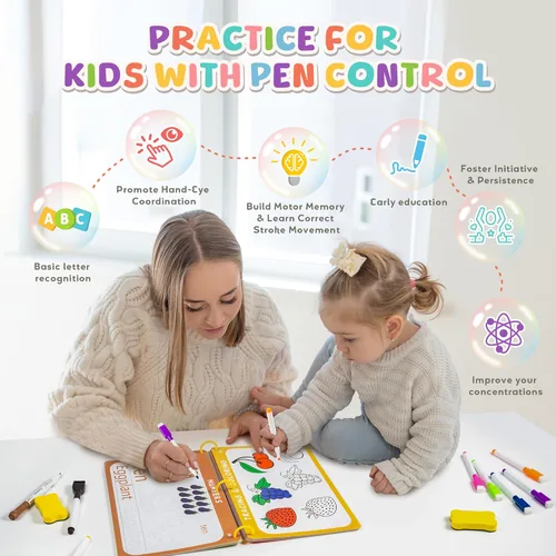 Miniatura 2 de Fabeto Actividades de aprendizaje preescolar Libro de trabajo educativo: Libro de seguimiento de práctica de escritura a mano de prek - Juguetes
