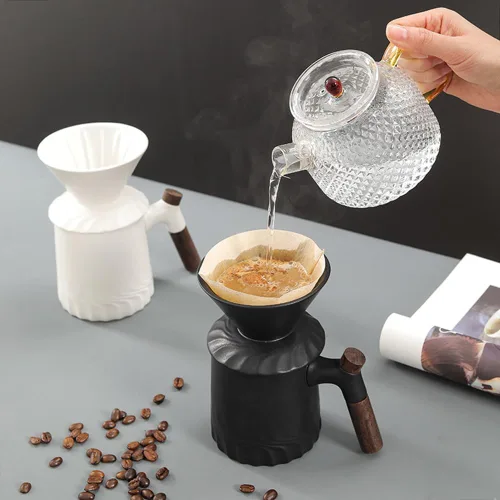 Miniatura 5 de Juego de cafetera negra hecha a mano, jarra de café de cerámica a prueba de calor ACM01B