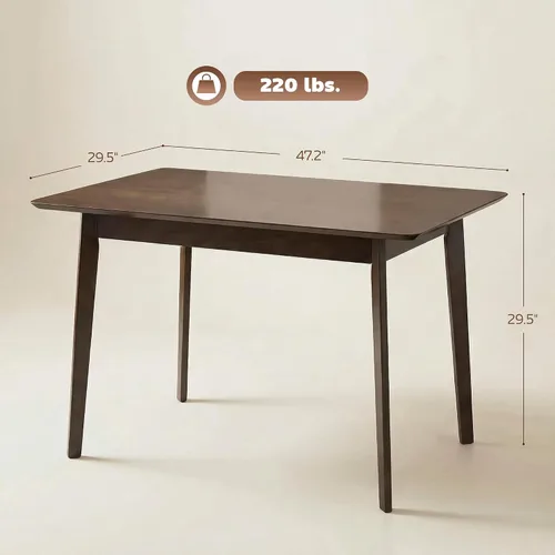 Miniatura 3 de HOMCOM Mesa de comedor moderna de mediados de siglo de 47 pulgadas para 4, mesa de cocina rectangular con acabado de grano de madera, patas cónicas