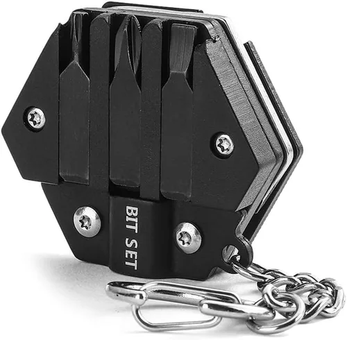 Miniatura 9 de Llavero multiherramienta de forma hexagonal, multiherramienta de bolsillo portátil con cortador plegable, juego de destornilladores, abrebotellas