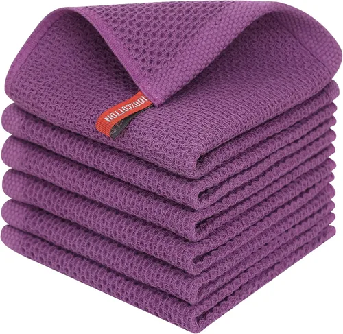 Miniatura 95 de Homaxy Paños de cocina de 100% algodón con tejido de gofre, ultra suaves, absorbentes, de secado rápido, 12 x 12 pulgadas, paquete de 6, amarillo