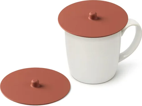 Miniatura 9 de Carrotez Paquete de 2 tapas de silicona para tazas, tapas para tazas de 4.3 pulgadas, tapas de silicona reutilizables para tazas de café y té