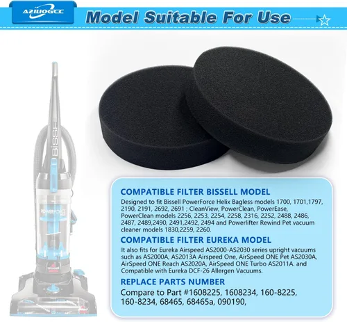 Miniatura 4 de Paquete de 4 filtros premotor 1608225 para aspiradora Bissell Powerforce Helix Turbo 1797 2190 2190 V Cleanview Rewind 2258 2492 2191 2256 1700 2254