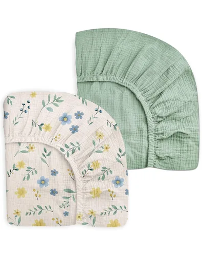 Miniatura 7 de Pack and Play Sábanas para bebés, niños y niñas, 39 x 27 x 3 pulgadas, muselina neutra de algodón, paquete N Play, sábana con estilo bohemio