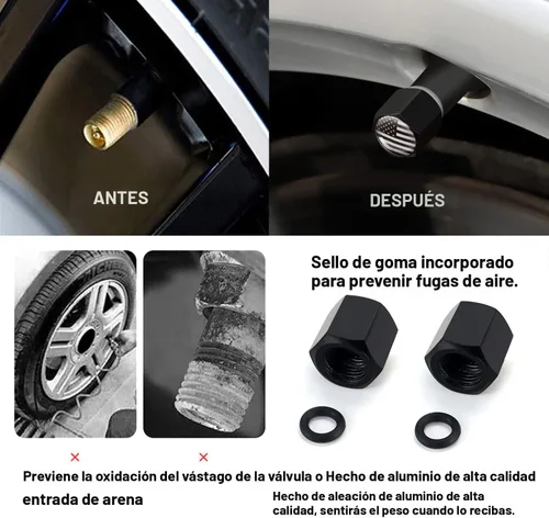 Miniatura 7 de Antena de camión para automóvil con tapas de válvula de neumáticos, bandera estadounidense, repuesto corto universal para GMC Sierra, Chevy, Negro