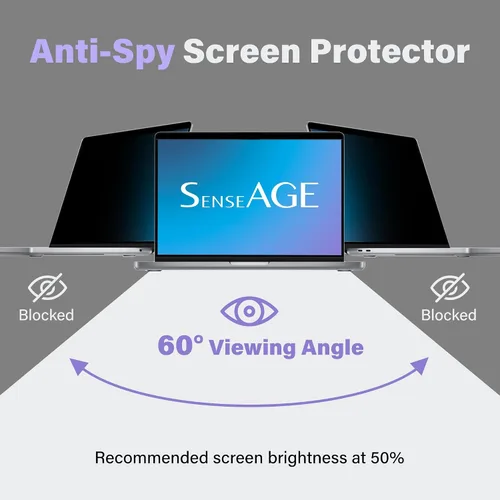 Miniatura 4 de SenseAGE Filtro magnético de pantalla de privacidad para MacBook de 12 pulgadas, protector de pantalla de privacidad antiluz azul y reflejos, filtro