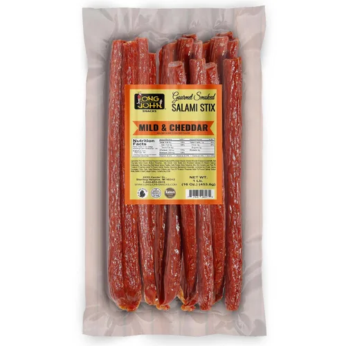 Miniatura 12 de Long John Snacks Palitos de salami secos – Paquete a granel de palitos de carne ahumada con alto contenido de proteínas, hechos a mano con cortes