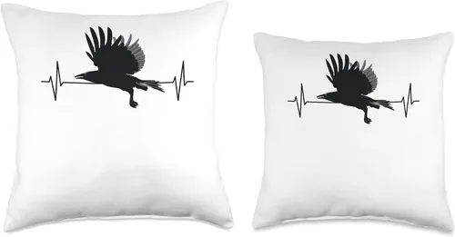 Miniatura 3 de Krähen Raben Vögel Liebhaber Bekleidung Crow Raven Heart Line Odin Viking Fans Hugin and Munin - Almohada de 16 x 16 pulgadas, multicolor