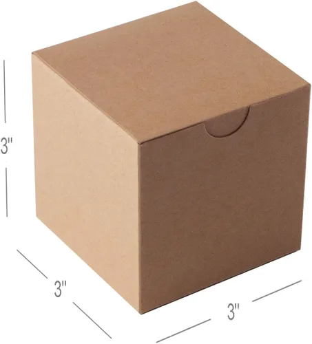 Miniatura 5 de GEFTOL Caja de regalo pequeña de papel de estraza, paquete de 50 unidades, 3 x 3 x 3 pulgadas, caja de regalo de papel para damas de honor