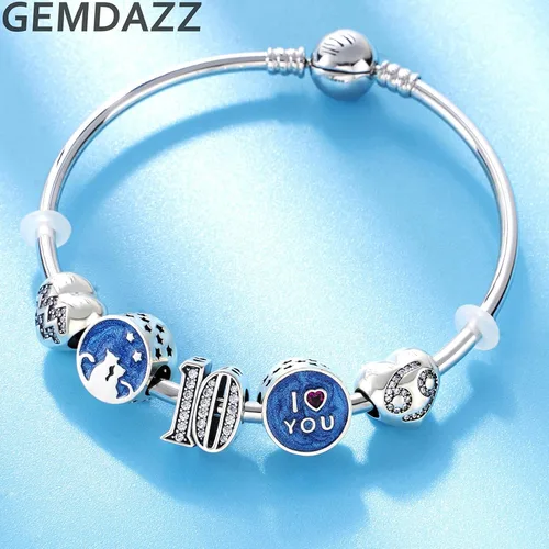 Miniatura 6 de Juego de dijes redondos para pulseras de bricolaje, dije de Yin Yang Taichi y dijes de gato de pareja en plata de ley 925, regalo para novianovio