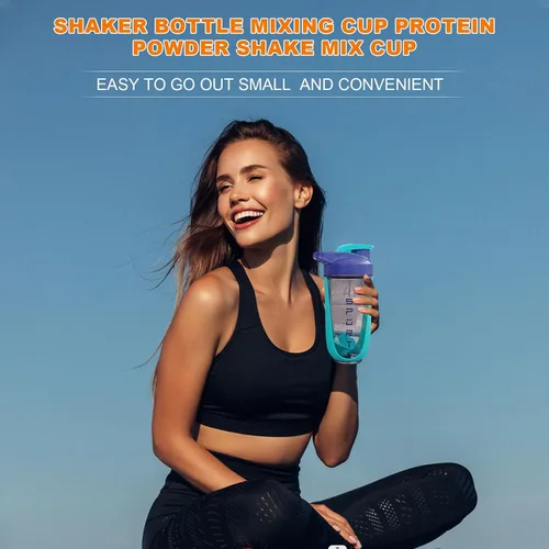Miniatura 7 de Botella agitadora de proteínas de 20 onzas, botellas deportivas para mezclas de proteínas con batidora, botella mezcladora, taza agitadora portátil