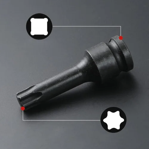 Miniatura 5 de Utoolmart Broca de impacto negra, 1/2 pulgada M12 Impact Triple Square Spline Socket, acero al molibdeno cromado, herramienta de reparación de broca
