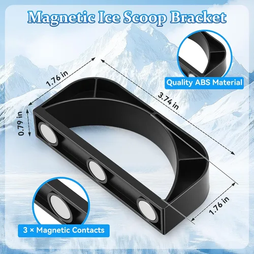 Miniatura 4 de Cuchara de hielo con soporte magnético compatible con máquinas de hielo GE Opal 2.0, cuchara de aleación de acero inoxidable de bajo carbono de 9