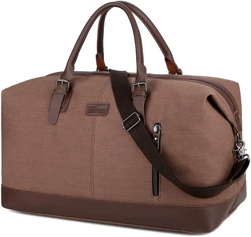 Bolso de viaje de gran capacidad para hombre, bolso cruzado de fin de semana, bolso de mensajero de hombro para hombre, bolso de lona, marrón (Brown